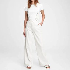 GAP White Button-Fly Sailor Jeans with Suspenders